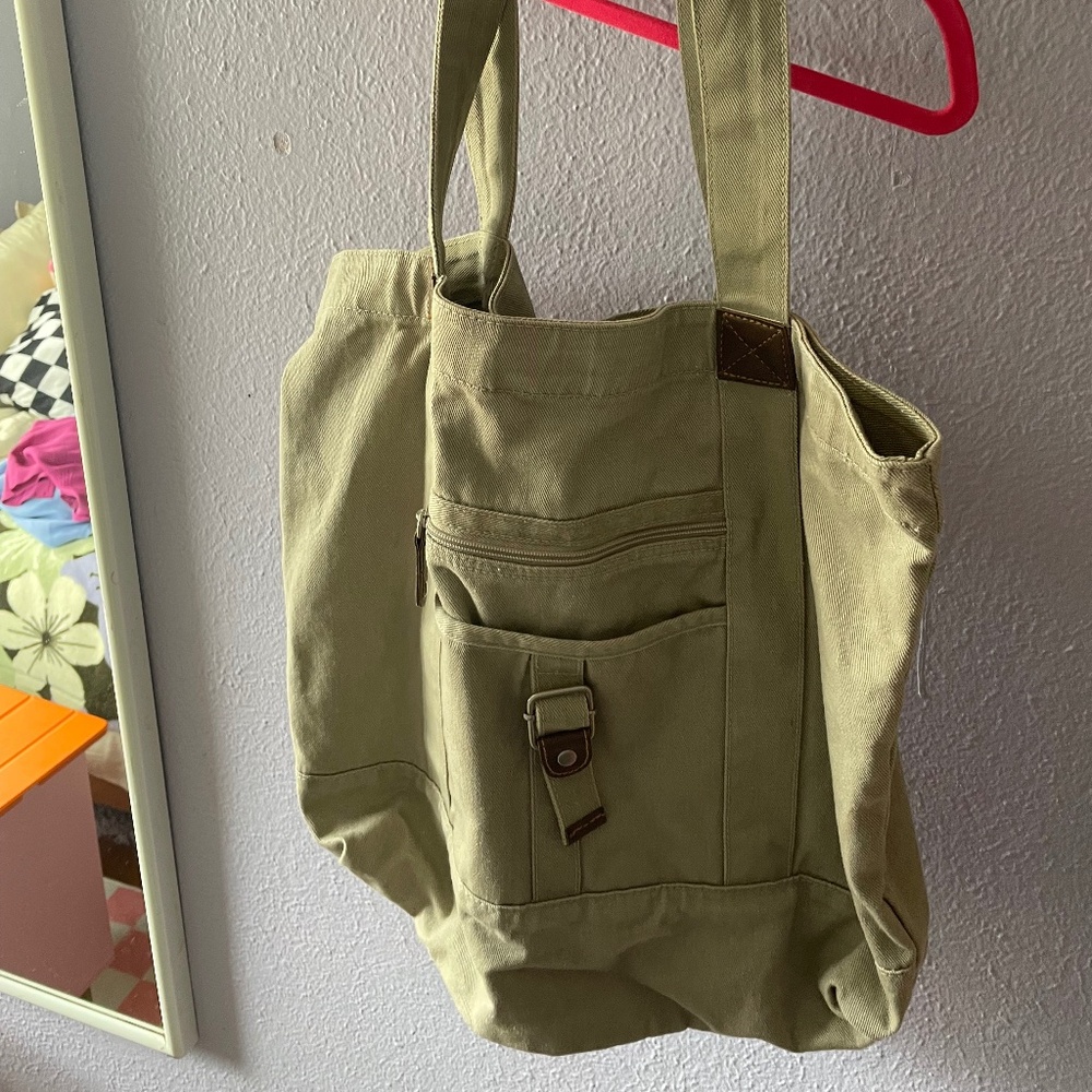 Green Utility Tote Bag with Velcro Close